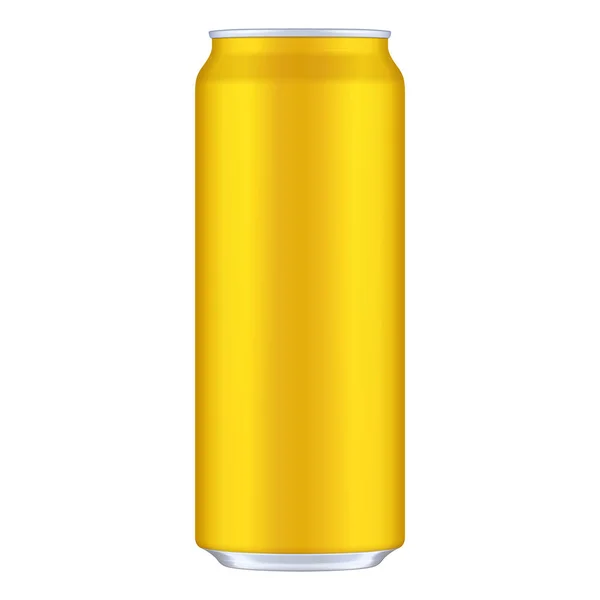 Mockup Yellow Metall Aluminium Getränkedose 500ml. Vorlage bereit für Ihr Design. Illustration isoliert auf weißem Hintergrund. Produktverpackung. Vektor EPS10 — Stockvektor