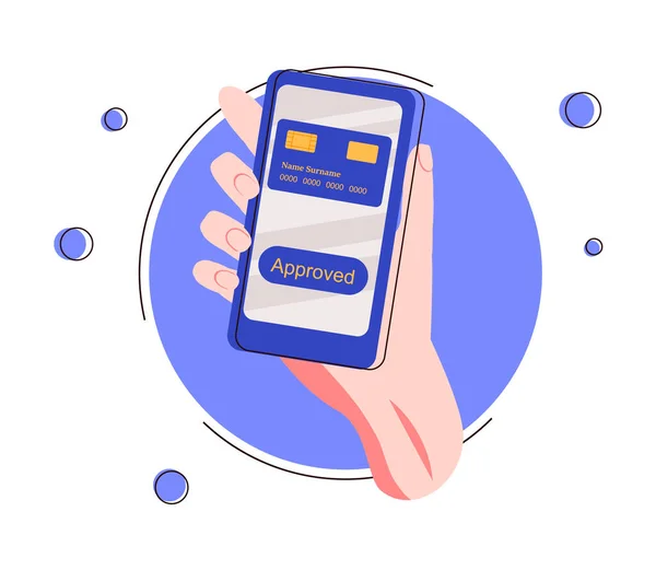 Betala Med Kreditkort Elektronisk Plånbok Trådlöst Telefon Mobil Bank App — Stock vektor
