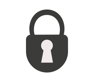 asma kilit simgesi beyaz arkaplanda izole edildi, düz vektör resimleme