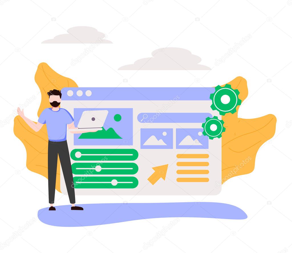 Back end development abstract concept vector illustration. Software development process, computer application, program code, programming language. Writing API and interface code abstract metaphor.