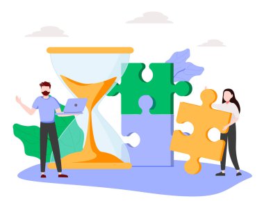 Yazılım geliştirme. Teknoloji analizi. Takım çalışması, kalite güvencesi. DevOps takımı, beta testleri, proje teslimatı metaforları. Vektör izole kavram metaforları