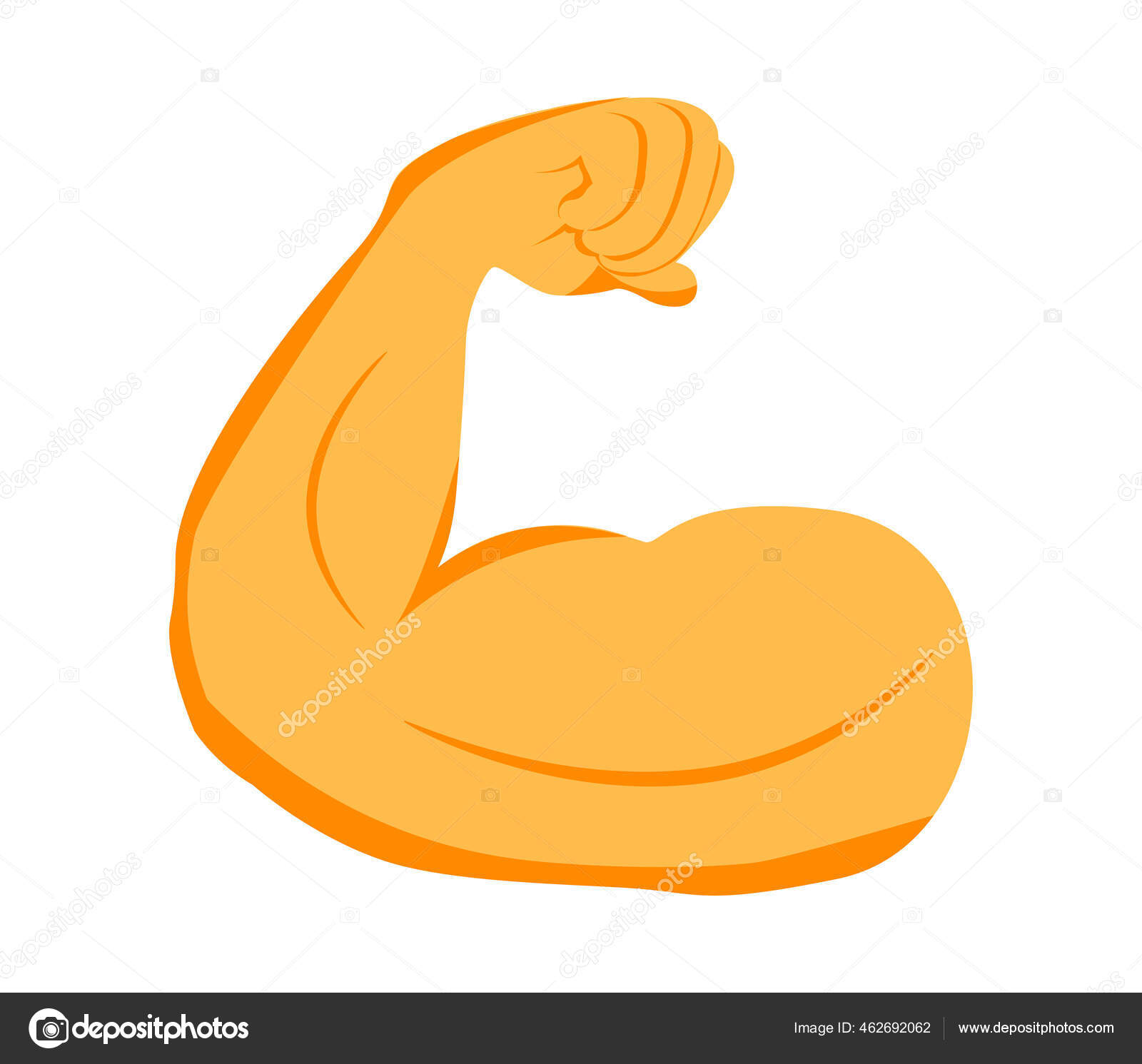 Vector bíceps gesto emoji aislado ilustración plana. Emoticono muscular
