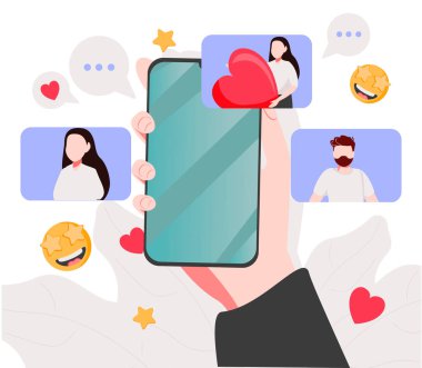 Arkadaşların sanal olarak mesajlaşarak küçük insan kavramını kullanırlar. Akıllı telefonlu dijital küresel ilişkiler