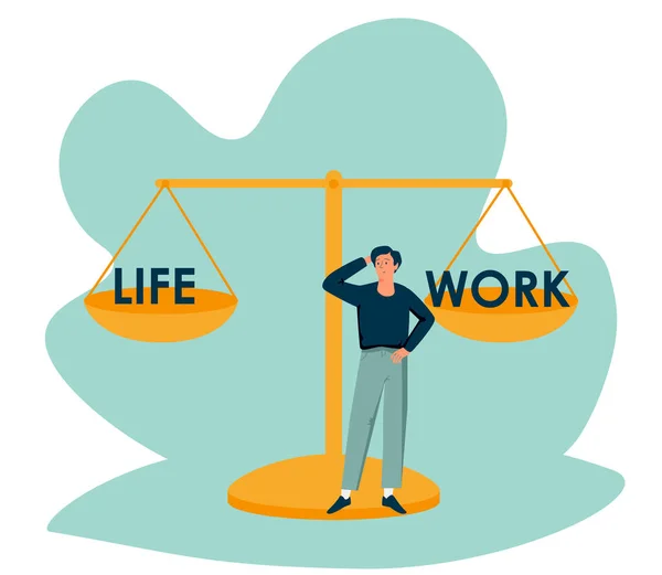 Work Life Balance Career Family Relationship Scales Tiny Person Concept — Stock Vector