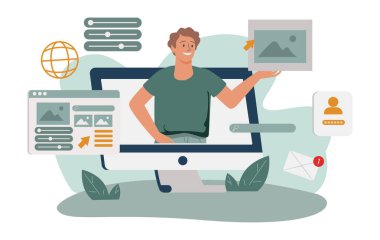 Tasarım ve programlama afişi, web iniş sayfası, reklam. ui ux tasarım veya mobil uygulama üzerinde çalışan tasarımcı