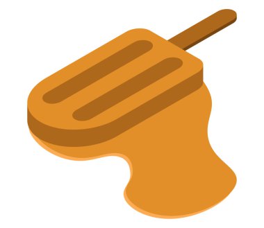 Summer için sarı bir dondurma çubuğu tasarla. Kağıt kesiği ve zanaat stili. Vektör, illüstrasyon. Düz izometrick