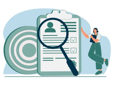 HR servisi soyut konsept vektör çizimi. İş başvurusu, iş arayanlar, kariyer tavsiyesi, işe alma, kariyere başlama, iş arama, çalışan profili, şirket sitesi, menü çubuğu soyut metaforu.