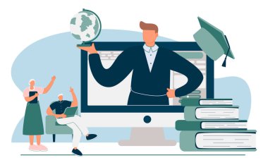 Yaşlı insanlar için eğitim metaforları. Yaşlı finansal güvenlik, yaşlılar için çevrimiçi öğrenme, yaş ayrımcılığı sosyal sorunu. Emekli işsizlik sorunu. Vektör izole kavram metaforları.