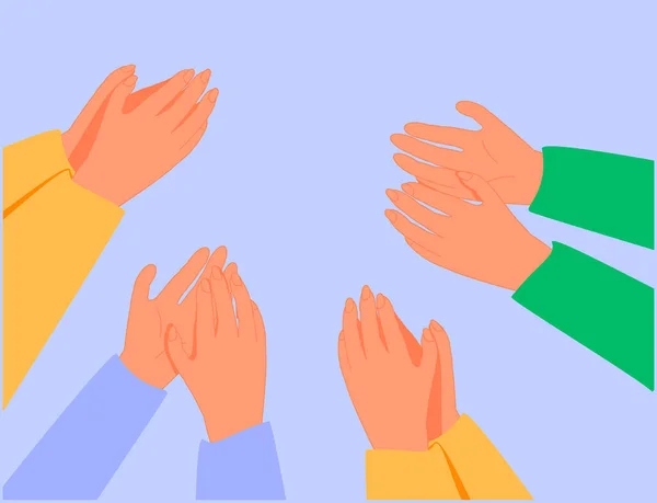 Menselijke Handen Klapperend Mensen Applaudisseren Succes Wensen Hand Duimen Omhoog — Stockvector