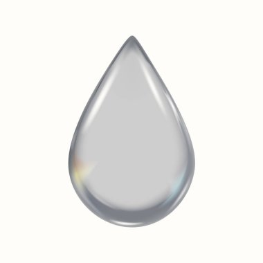 Üç boyutlu cam sıvı soyut, beyaz arka planda holografik efektli akışkan şekil. Şeffaf cam dairesel sıvı nesne, yansımalı sabun köpüğü. 3d vektör illüstrasyonu