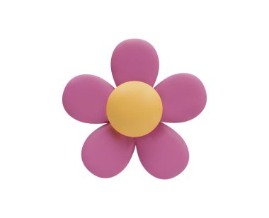 Papatya 3D plastik sitili vektör ikonu. Çamur ya da plastik doku güzel pembe papatya çiçeği. Çiçeksel gerçekçi tasarım için tek bir çiçek. Çizgi film hacim bahçe aracı