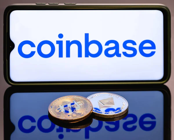 Kasan Russland Mai 2021 Coinbase Ein Amerikanisches Unternehmen Das Eine — Stockfoto