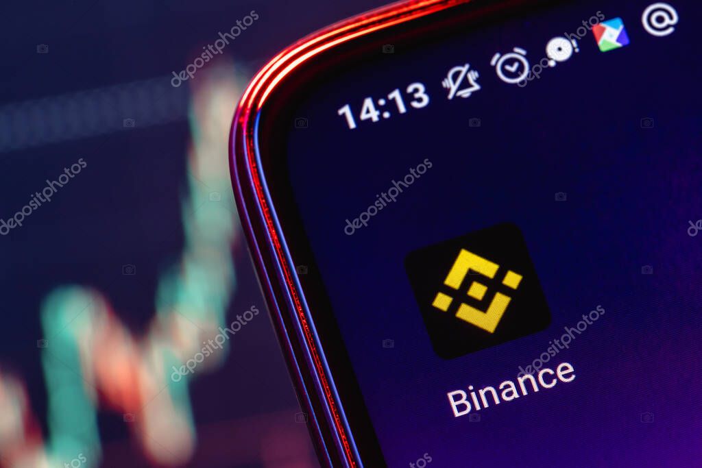 Kazan, Russia - May 18, 2021: Binance is cryptocurrency exchange that provides a platform for trading various cryptocurrencies. Binance app on smartphone screen.