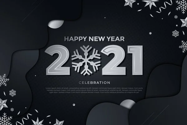 Happy New Year 2021 Dark Background Modern Vector Illustration — Stock Vector