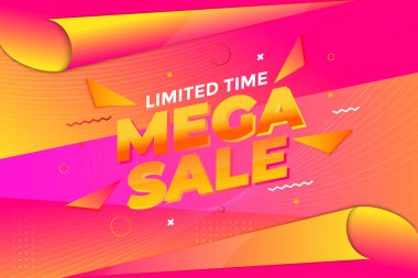 Renkli Mega Satış Arkaplanı. Satış ve indirim geçmişleri. Modern vektör tasarımı. Vektör illüstrasyonu.