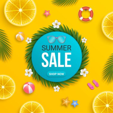 Yaz indirimi tanıtım pankartı şablonu