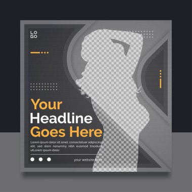 Sosyal medya postası için basit modern kare pankart şablonu