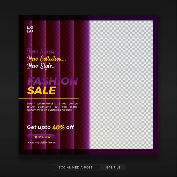 Mode Verkauf Promo Quadratische Banner Vorlage Für Social Media Post — Stockvektor