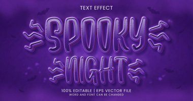 Ürkütücü gece metni, 3D korku düzenlenebilir metin efekti tarzı şablon