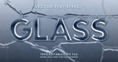 Cam metin, parlak düzenlenebilir metin efekti şablonu