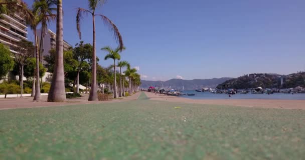 Laskeutumisnäkymä miehittämättömästä ilma-aluksesta kävelemässä Acapulcossa — kuvapankkivideo