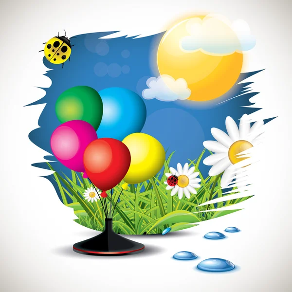 Balonlar sevimli yaz zemin üzerine