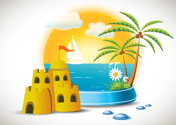 Kumdan kale yaz zemin üzerine