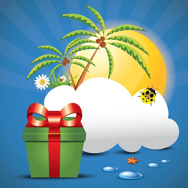 Sevimli yaz arka plan üzerinde hediye