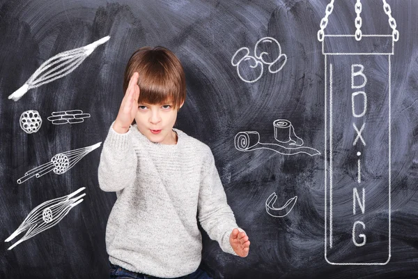 Boy practicing boxing — Stock Photo, Image