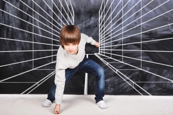 Boy ready to run — Stock Photo, Image