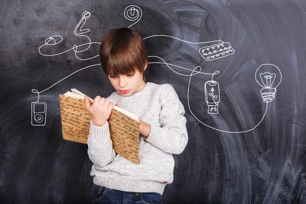 Boy solving puzzles