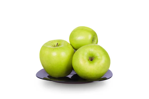 Four apples on a plate — Stock Photo, Image