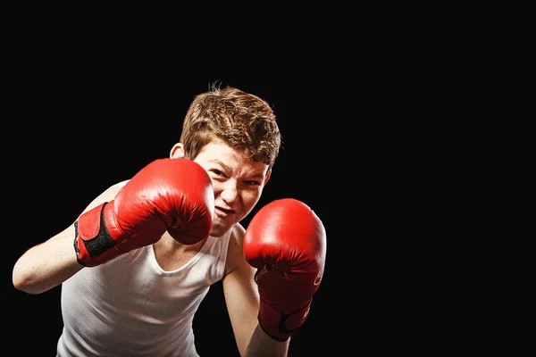 Garçon roux avec des gants — Photo