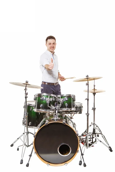 Drummer in de buurt van de installatie — Stockfoto