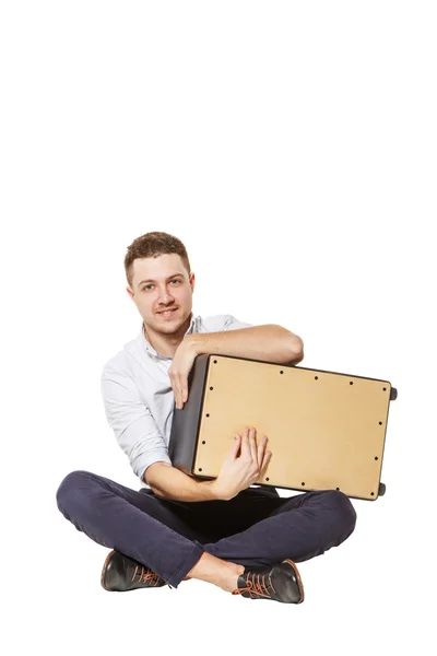 Cajon at the handsome guy — Stock Photo, Image