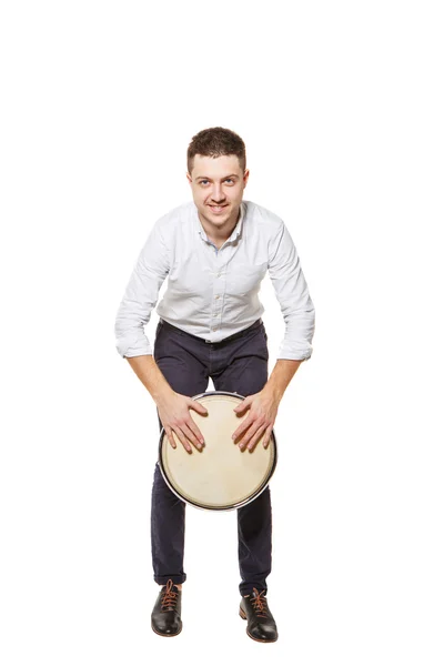 Playing the Djembe standing — Stock Photo, Image