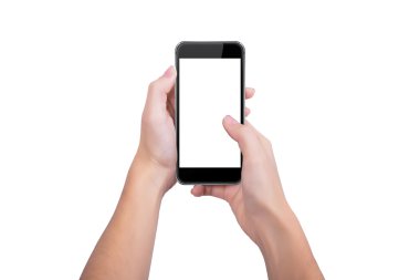 Woman presses a thumb on the screen