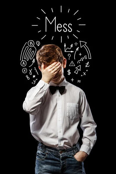The red-haired boy facepalm — Stock Photo, Image