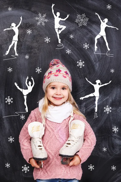 Ragazzina sogna di pattinaggio artistico — Foto Stock