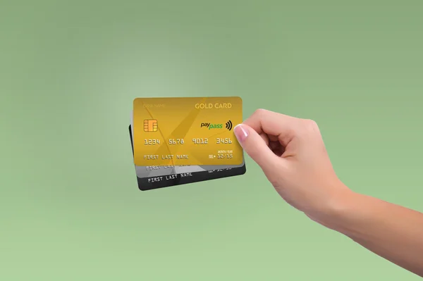 Altın iki daha kadın elinde kartları