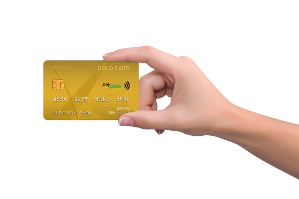 Cartão de crédito em ouro isolado — Fotografia de Stock