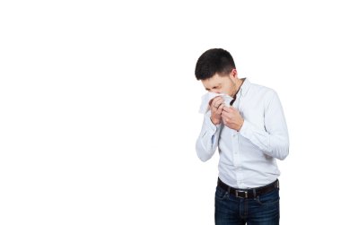 Man blows his nose clipart