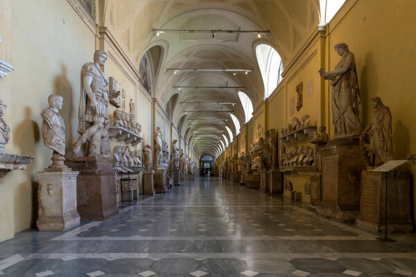 Pio Clementino Museum, Vatican Rome. Gallery of Statues Hall of Busts. Collection of ancient and Renaissance works. Today the museum preserves ancient Greek and Roman sculptures. Vatican State.