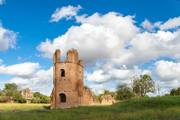 Panorama Circus Maxentius Appia Antica Brick Tower Stands Out Majestically — Stock Photo, Image