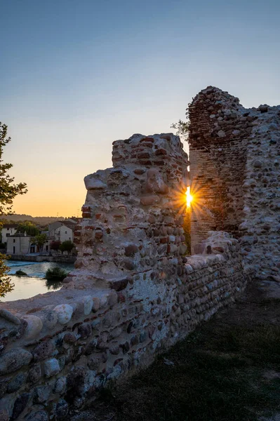 Detalle Las Murallas Medievales Para Proteger Pueblo Medieval Valeggio Sul —  Fotos de Stock