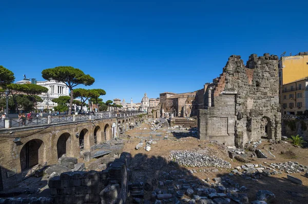 Detalj Ruinerna Forum Augustus Suburra Dei Fori Imperiali Solig Dag — Stockfoto