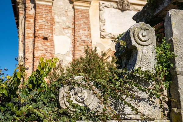 Precioso Detalle Arquitectónico Con Hiedra Capilla San Teobaldo Longare Villa —  Fotos de Stock