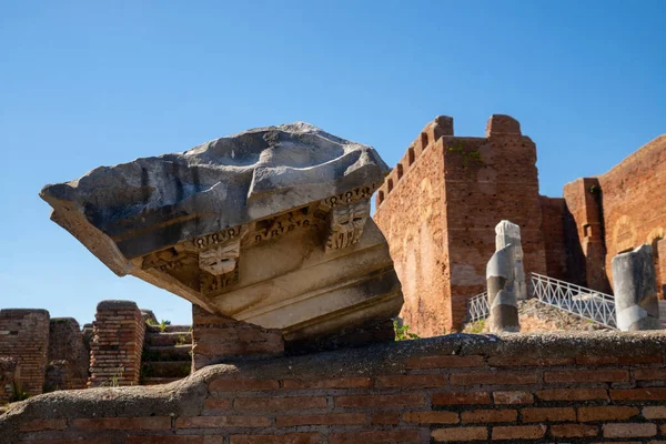 Ostia Antica Fint Inredda Arkitektoniska Detaljer Staden Forum Med Capitolium — Stockfoto