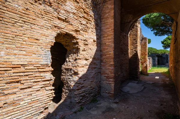 Rom Ostia Antica Schönes Detail Einer Architektonischen Struktur Aus Ziegeln — Stockfoto