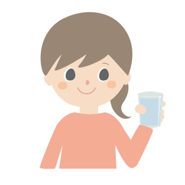 Elinde bir bardak su tutan güzel bir kız resmi..